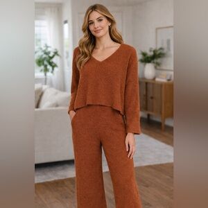 Stars Above Cozy Rust v neck top and bottom